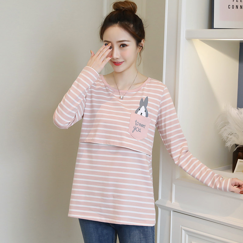 哺乳衣服春秋装长袖服秋季期t恤 喜韵母婴哺乳衣/月子服