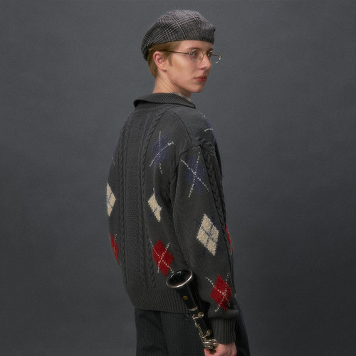 化学制品 菱形格针织开衫  K1_DGY_CFE_SWEATER - 图1