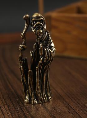 实心纯黄铜办公桌面小摆件达摩祖师茶宠饰品工艺品礼品手把玩件