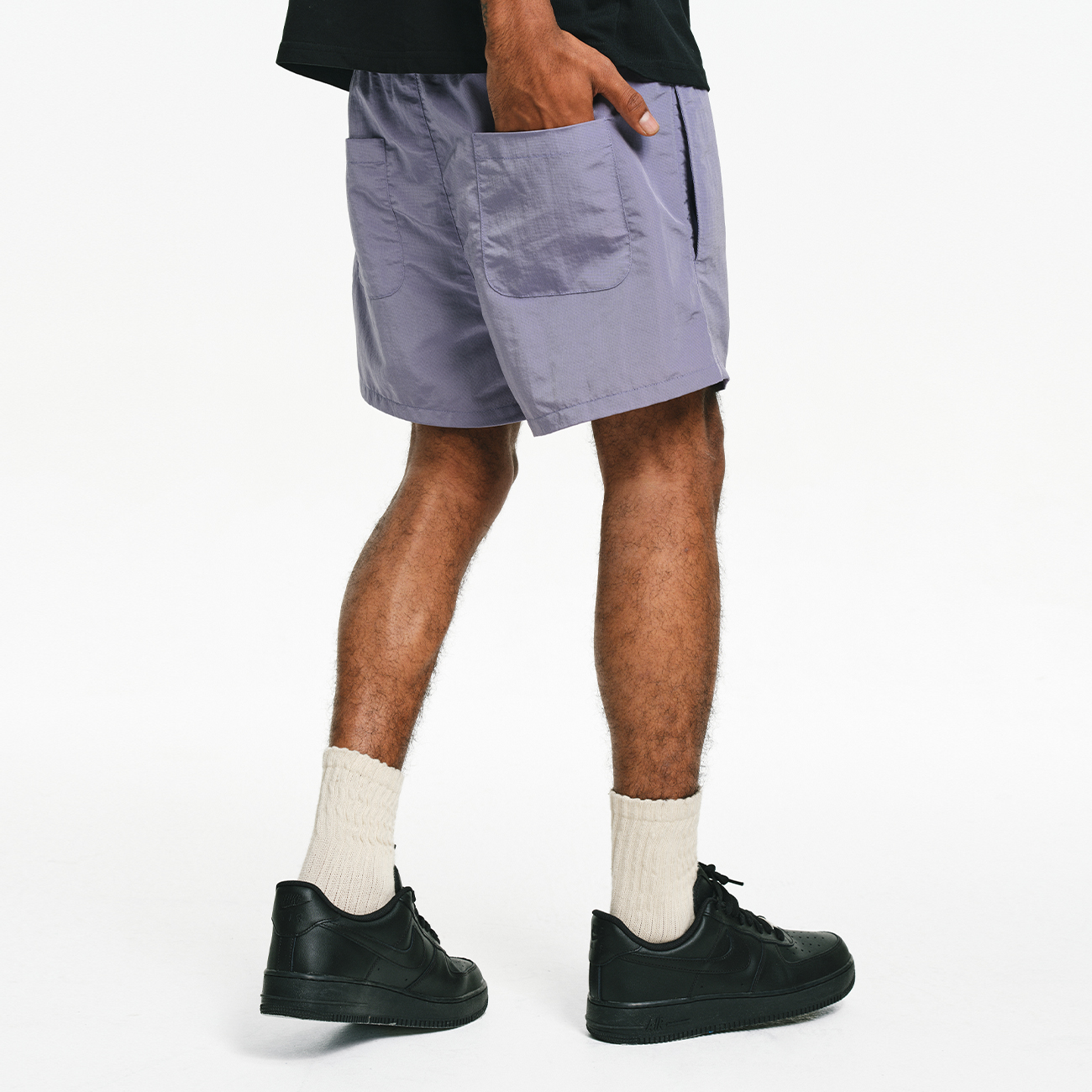 BURNIN*织带拼接尼龙休闲短裤男夏运动休闲速干宽松裤子国潮百搭 - 图0