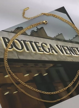 钛钢双层叠戴项链真空镀金保色2026年新款极简ins设计感气质颈链