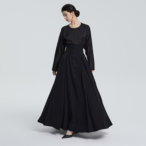 听旬将夜原创春改良汉服对襟长衫呢子大衣女新中式通勤日常一片裙 - 图1