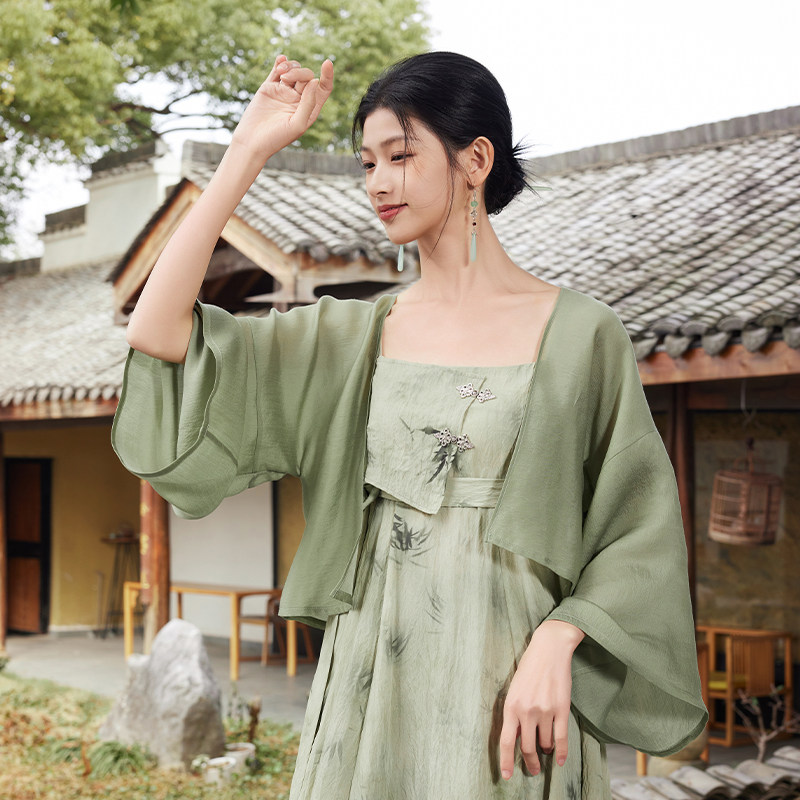 听旬定风波夏季汉服女改良国风连衣裙长款日常通勤轻薄印花裙套装,淘宝优惠券,粉丝福利购,淘宝优惠卷