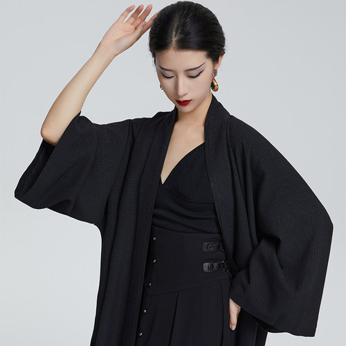 听旬将夜原创春改良汉服对襟长衫呢子大衣女新中式通勤日常一片裙 - 图3