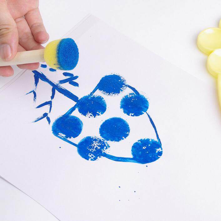 圆形海绵画画刷印章diy美劳早教幼儿园颜料涂鸦工具儿童绘画笔刷