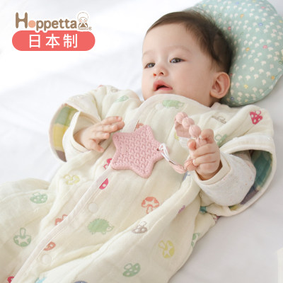 日本hoppetta可脱卸袖羊毛蘑菇睡袋婴儿春秋款分腿睡袋宝宝防踢被 虎窝淘