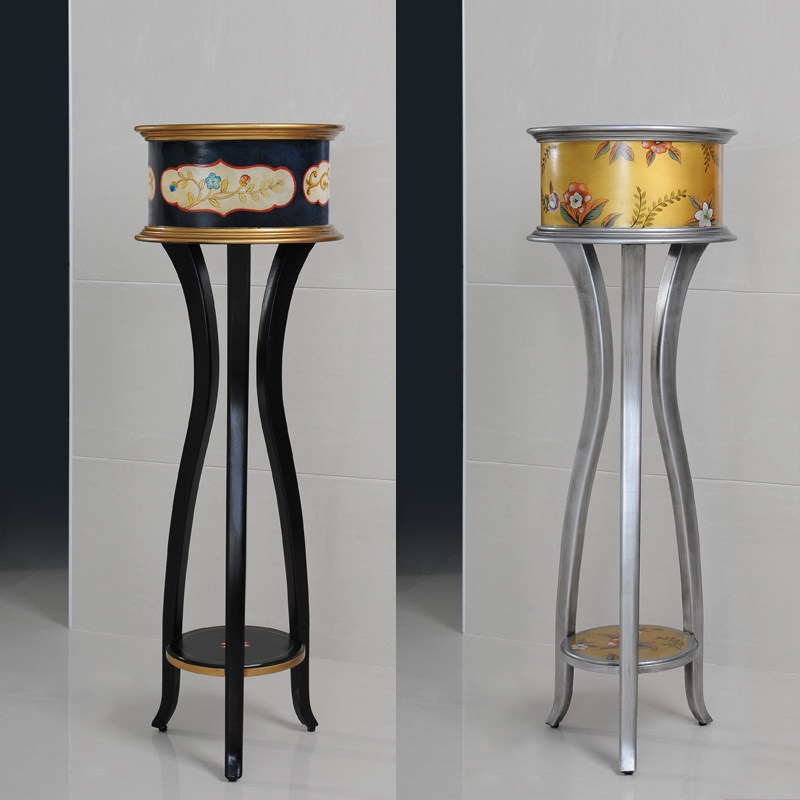 [点睛大师]外贸复古彩绘黑金色黑银蓝色高花几花架边几灯台高角架,淘宝优惠券,粉丝福利购,淘宝优惠卷