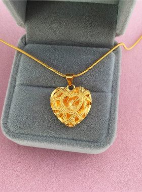 黄铜镀金爱心吊坠女士久不掉色