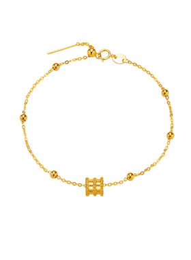 沙金转运珠小蛮腰手链黄铜镀金女款轻奢小众精致生日礼物送女友