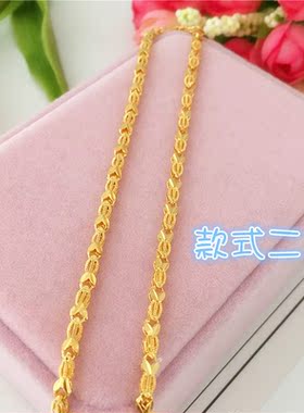越南沙金流行四叶草小鱼短女细款锁骨链镀金假黄金项链久不掉色