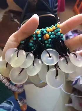 玉髓平安扣毛衣链银行商务吊坠