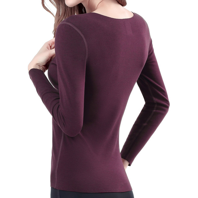 Zhende velvet heated bottoming shirt for women autumn and winter thermal underwear cotton long-sleeved plus velvet thickened inner long T-shirt top