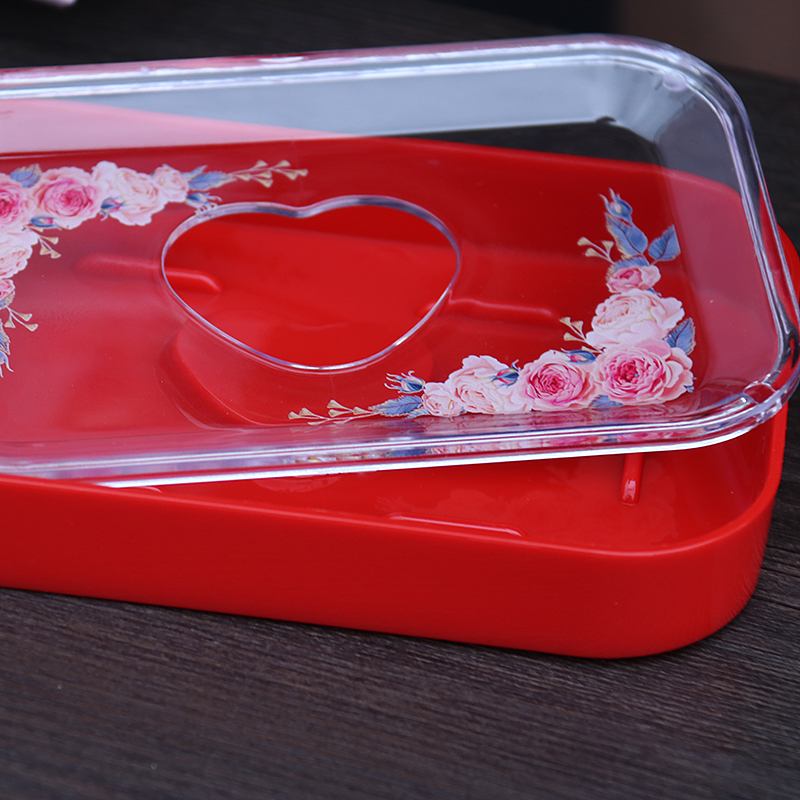 婚庆用品创意洗漱个性结婚香皂盒陪嫁红色肥皂盒中式套装皂盒一对 - 图1