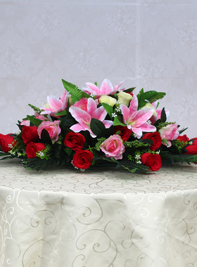 台花仿真花桌花摆件高级餐厅转盘