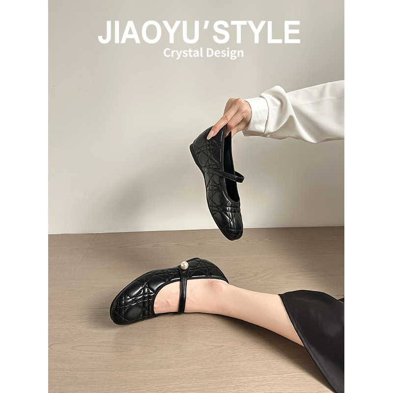 真皮~骄屿珍珠加绒玛丽珍鞋秋冬新款小香风菱格通勤复古毛毛单鞋,淘宝优惠券,粉丝福利购,淘宝优惠卷