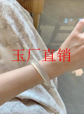 高冰马料香槟金色玉髓手镯白月光高冰透荔枝冻玛瑙高级感玉石镯子