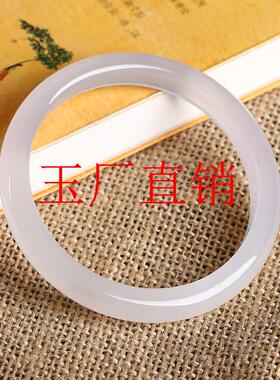 白月光冰种荔枝冻玛瑙手镯高冰白玉髓手镯圆条新中式国风玉镯女款