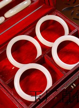 和田玉圆条手镯山料女款平安镯全新送妈妈礼物青海料藕粉色玉镯子