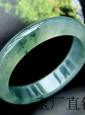 缅甸冰种阳绿飘花翡翠色手镯贵妃镯玉手镯女精选飘花处理翡翠送礼