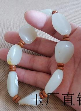 新疆和田玉籽料原石手链男女款羊脂级白玉大颗粒手串玉器随形手饰