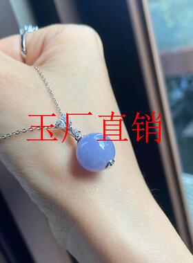 新款吊坠紫罗兰圆润翡翠色吊坠气质百搭显白锁骨链新中式叠戴女款