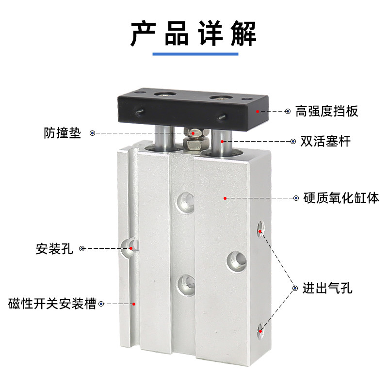 CPC润佳TN双轴双导杆气缸TDA/HN10/16/20/25/32*10*15-20/40*50-S,淘宝优惠券,粉丝福利购,淘宝优惠卷