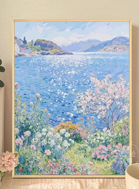 莫奈花园唯美治愈风景挂画小众艺术高级感客厅卧室床头墙壁装饰画