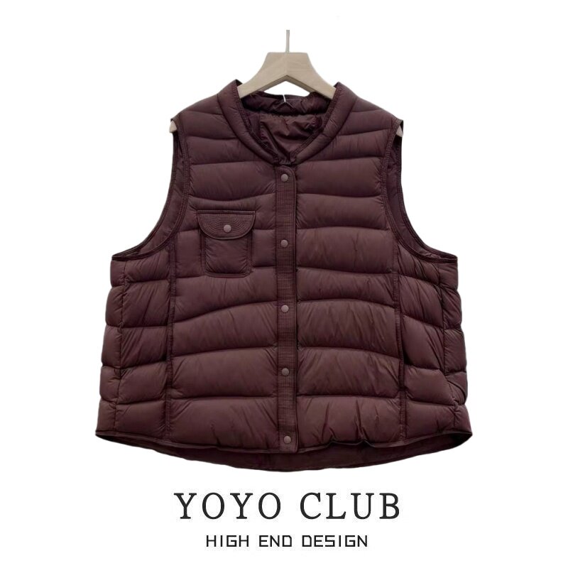 品牌折扣胖MM通勤风单排扣羽绒棉马甲2025秋冬季百搭轻薄背心外套,淘宝优惠券,粉丝福利购,淘宝优惠卷