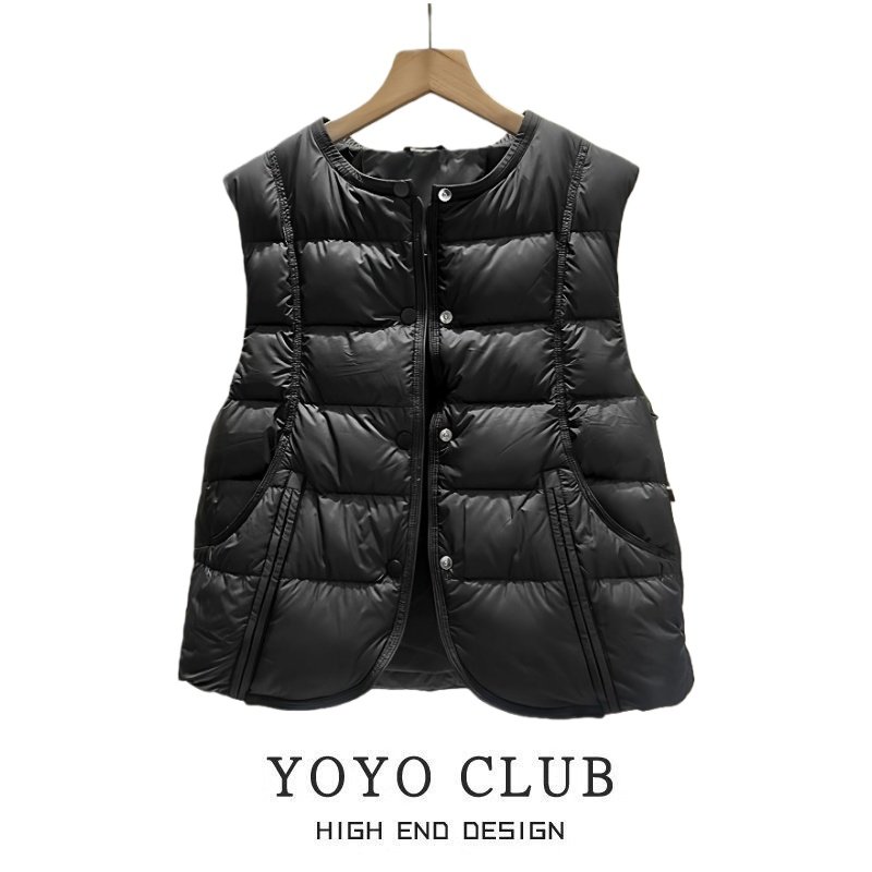 品牌折扣胖MM通勤风单排扣羽绒棉马甲2025年轻薄保暖百搭坎肩背心,淘宝优惠券,粉丝福利购,淘宝优惠卷