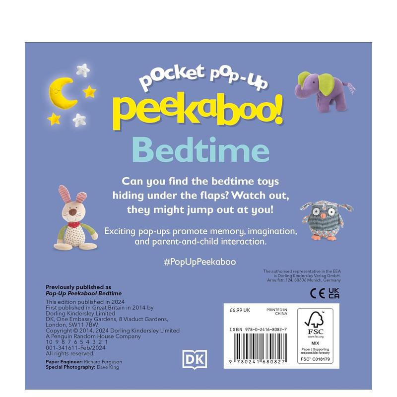 【预 售】【口袋翻翻书】睡前时光英文儿童立体进口原版书Pocket Pop-Up Peekaboo! Bedtime纸板书DK著DK Children - 图0