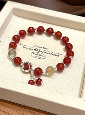 红玛瑙手链手工红绳纯银