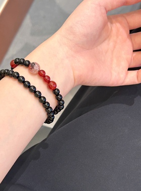 新中式天然黑玛瑙双圈手串珠