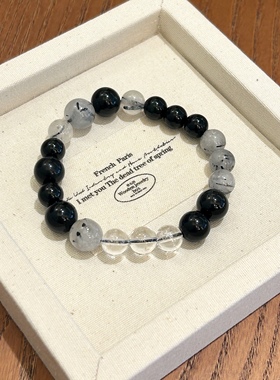 原创简约设计暗黑风黑曜石手链