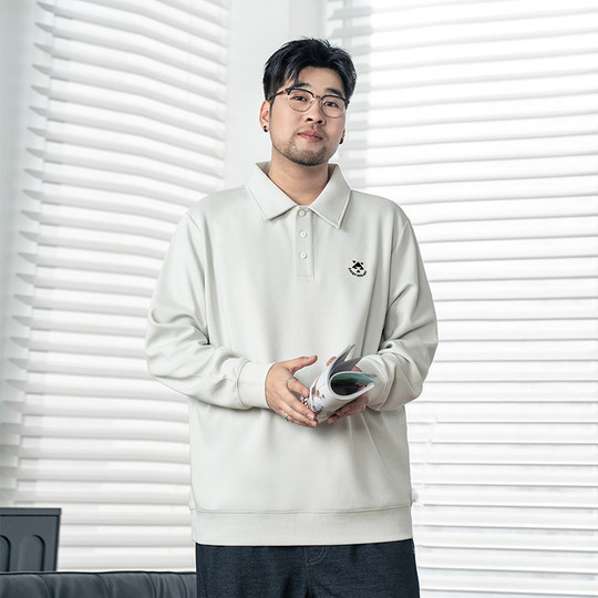 黑劲大码男装长袖polo衫2025冬季胖子加肥加大宽松休闲商务上衣