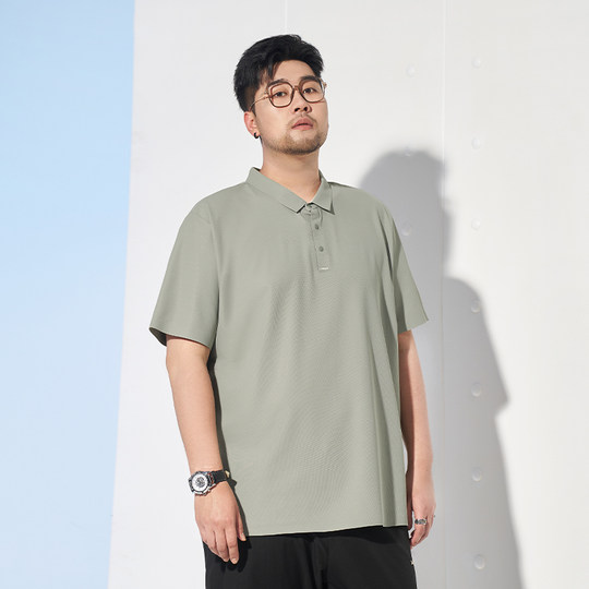 Black and powerful large size men's ice silk cool POLO shirt