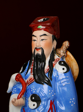 供奉吕洞宾陶瓷镇宅手彩客厅神像