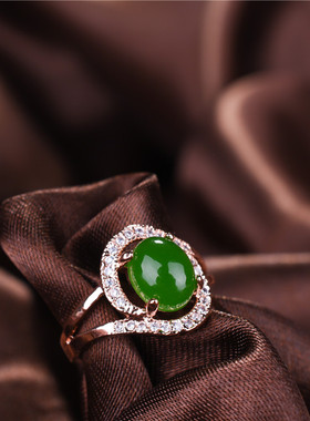 k金指环戒面天然和田玉