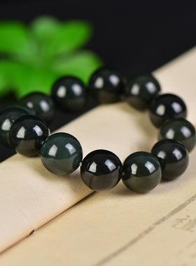 和田玉佛珠手链新疆青玉大号