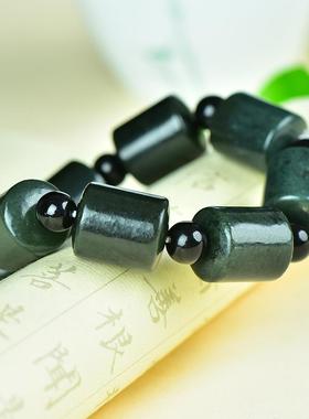 黑羊脂玉新疆和田玉青玉墨玉手链