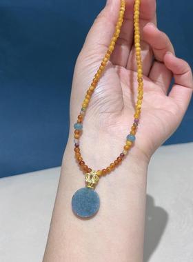 异域复古新中式国风莲花毛衣链