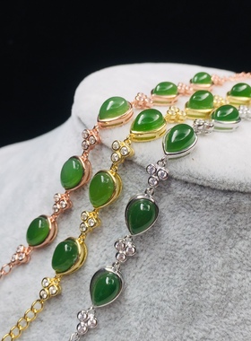 蛋面手串手链新疆和田玉碧玉