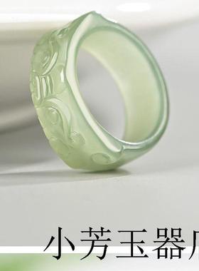 精选新疆和田玉招财貔貅玉戒指晴水兽面貔貅复古中国风高档男女款