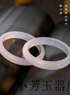 冰种水晶白玉髓手镯女细款少女荔枝冻玛瑙叮当镯翡翠色玉镯子送礼