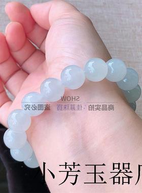 翡翠色圆珠手白冰玉珠女生甜美气质白色珠子手串仙女散珠手工串款