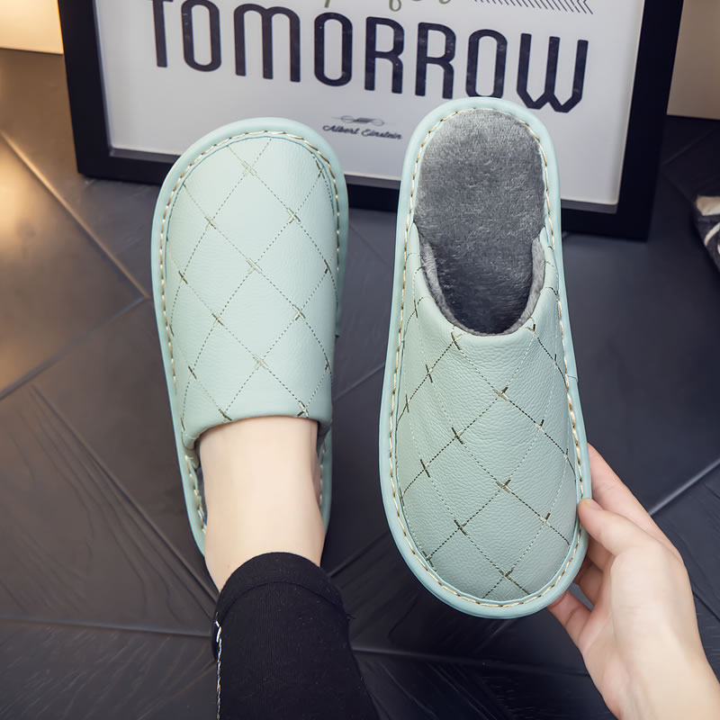 海宁全真皮居家棉拖鞋家居绣花冬季拖鞋女情侣防滑厚底牛皮拖鞋男,淘宝优惠券,粉丝福利购,淘宝优惠卷
