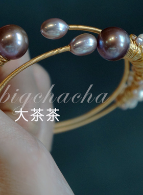 珠光温柔..而你太美。巴洛克海水珍珠弹力手镯。