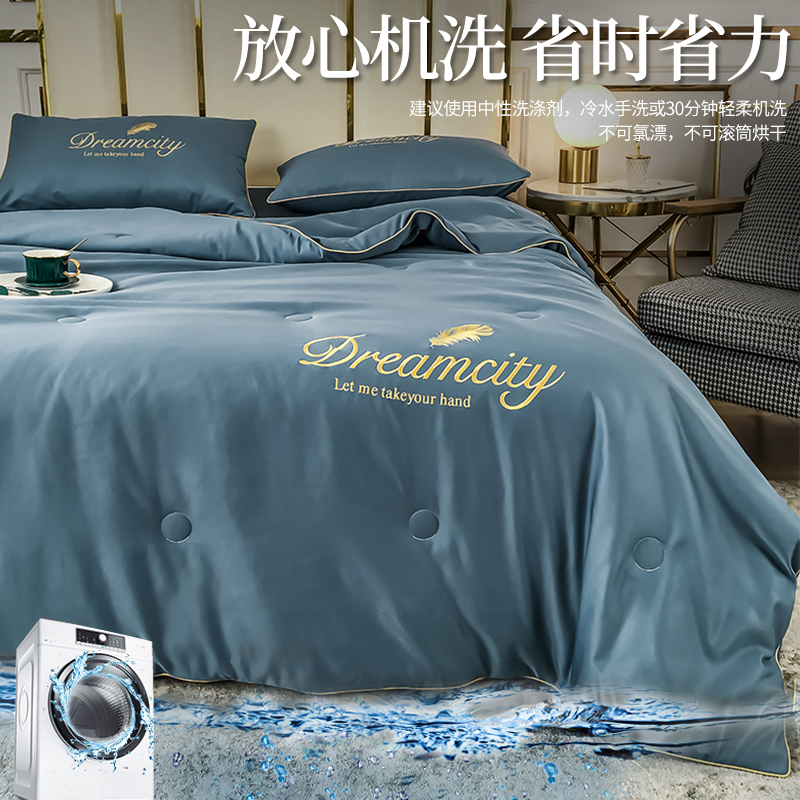 夏天冰丝夏被四件套夏季空调被薄被子春秋被单人宿舍可机洗夏凉被