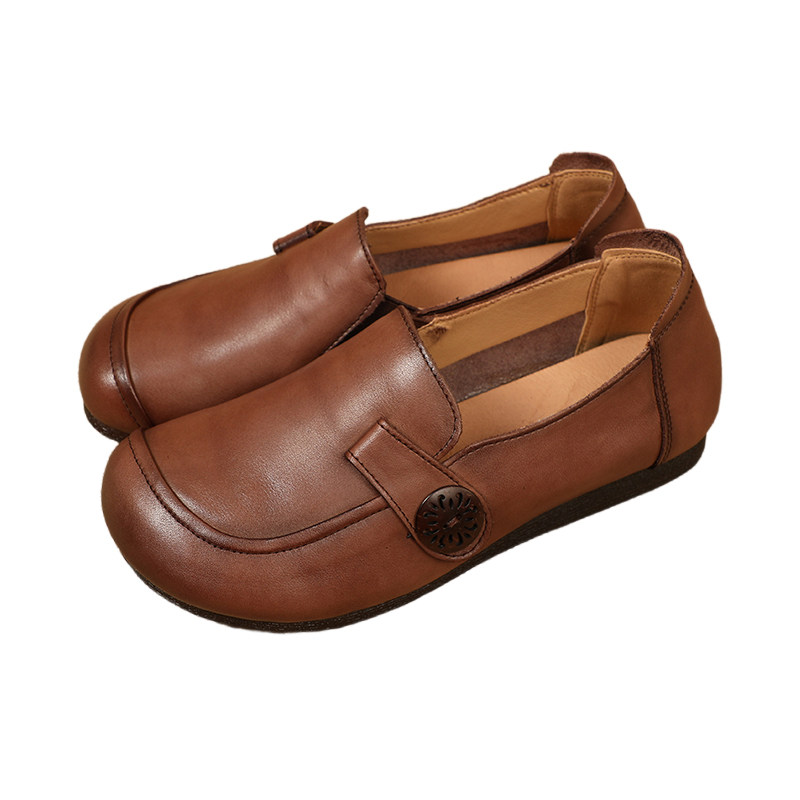 春秋新款牛筋底妈妈鞋真皮软底平底皮鞋复古休闲舒适防滑牛皮女鞋,淘宝优惠券,粉丝福利购,淘宝优惠卷