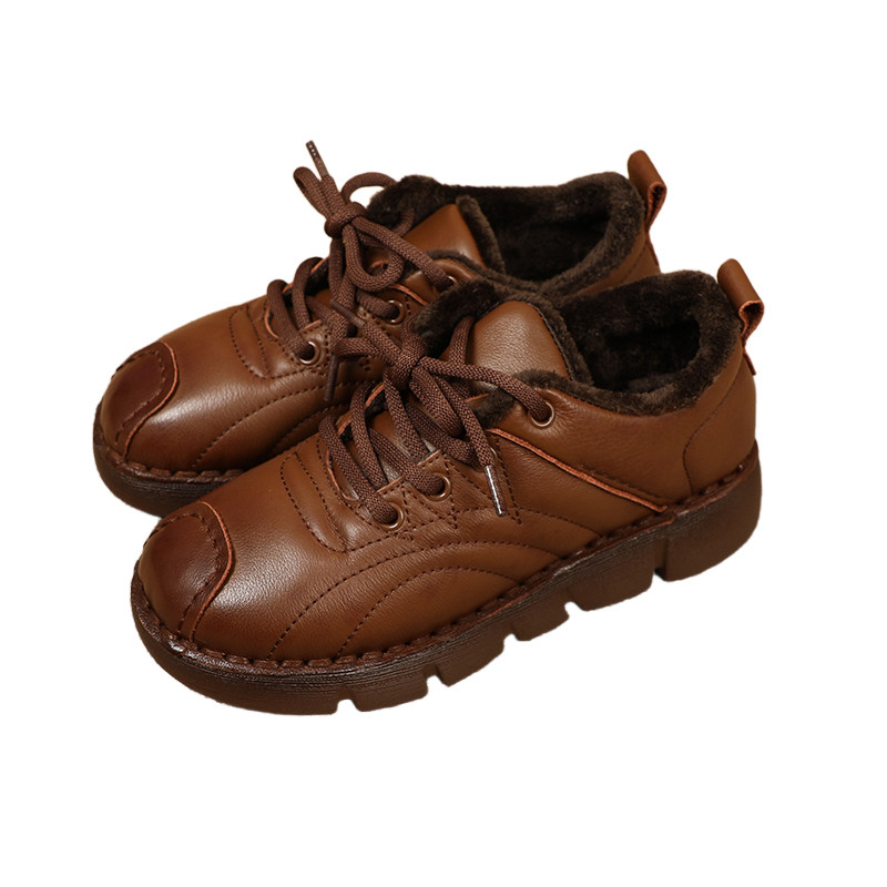 真皮软底妈妈鞋加绒平底保暖舒适中老年女鞋防滑深口皮鞋冬季新款,淘宝优惠券,粉丝福利购,淘宝优惠卷