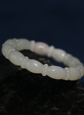 玉德堂新疆和田玉白玉籽料带沁藕节镯子玉镯玉手镯内径52mm